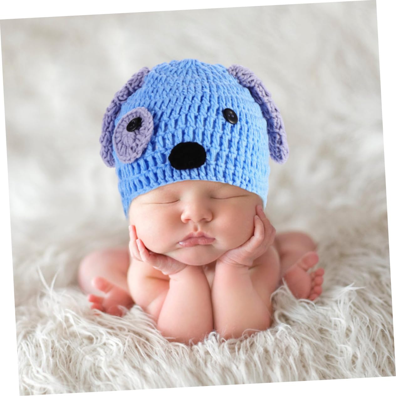 VALICLUD 3-teiliges -hundekleidungsset Photoshooting Accessoires Clothes Gestrickte Foto-Requisiten Kostüm Für Neugeborene Kleidung in Welpenform Blue