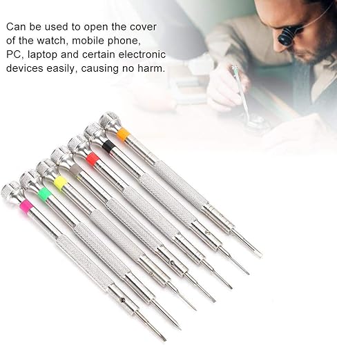 Miniatura 4 de Juego de destornilladores TMISHION, 7 piezas de destornillador ranurado para reparación de relojes, destornillador plano hecho de acero inoxidable