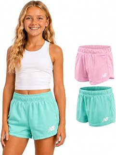 New Balance Girls 2 Pack Mesh Dolphin Running Shorts, Outdoor Performance