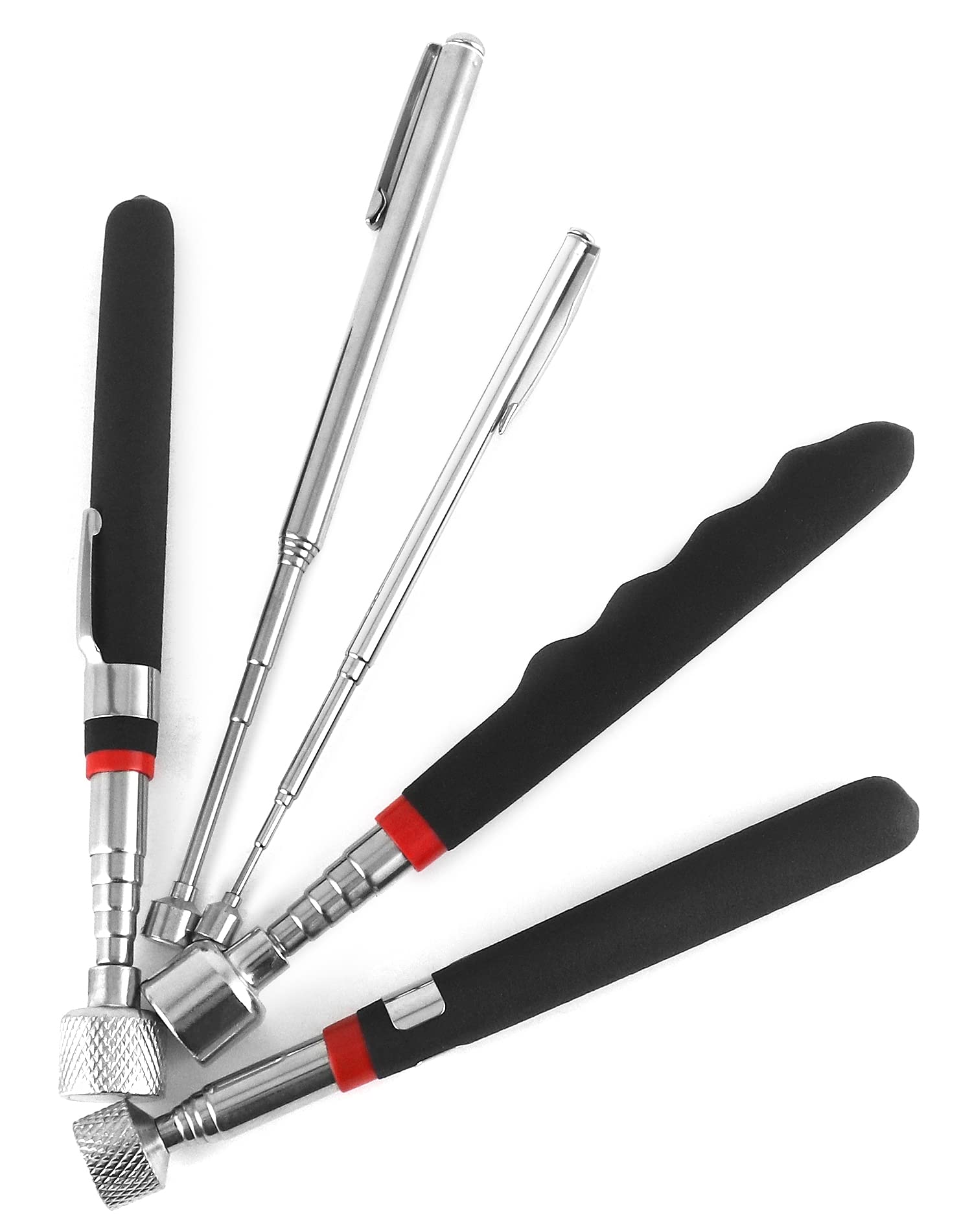 QWORK® 5 szt. Magnetyczny drążek teleskopowy, wysuwane narzędzie magnetyczne, stal nierdzewna, 1.5LB 3LB 10LB 15LB 20LB