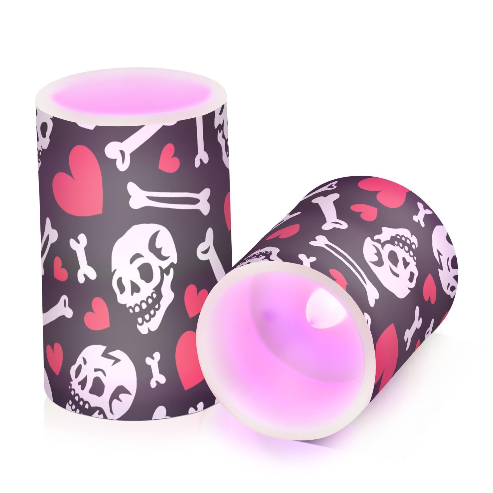 ODAWA Candele a batteria senza fiamma, a forma di teschi, ossa, cuori, candele a batteria, con timer a distanza, per festival, Halloween, decorazioni natalizie