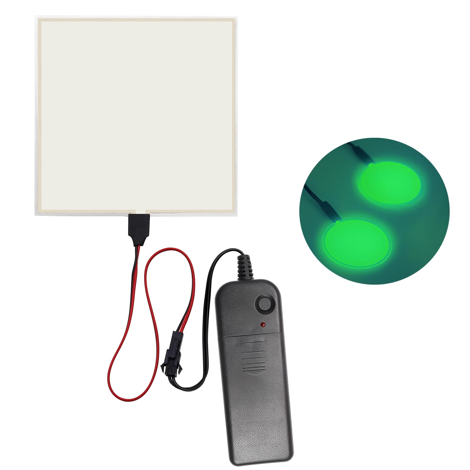 YnGia 10 * 10cm EL Panel Electroluminescent Light Sheet Decorations Light Lamp Sheet Sheet with Battery Inverter (Green) — image 1