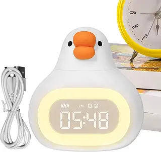 2-Alarm Cute Clock - 5 Ringtones Snooze, Adjustable Volume, Digital | Compact ABS Plastic Casing With Bright LED Time Display, Easy-Touch Top Buttons For Boys Girls Home Bedroom Living