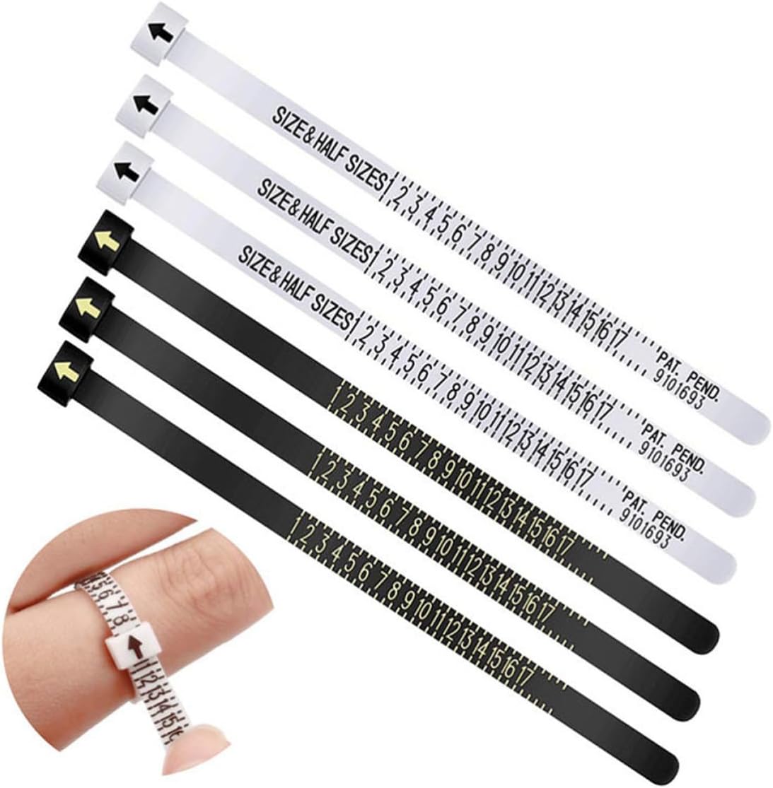 GARVALON 6pcs US Ring Gauge Finger Sizer Measuring Tool for Adjustable Fit with Reusable White Plastic Material, for Accurate Ring Size Checking