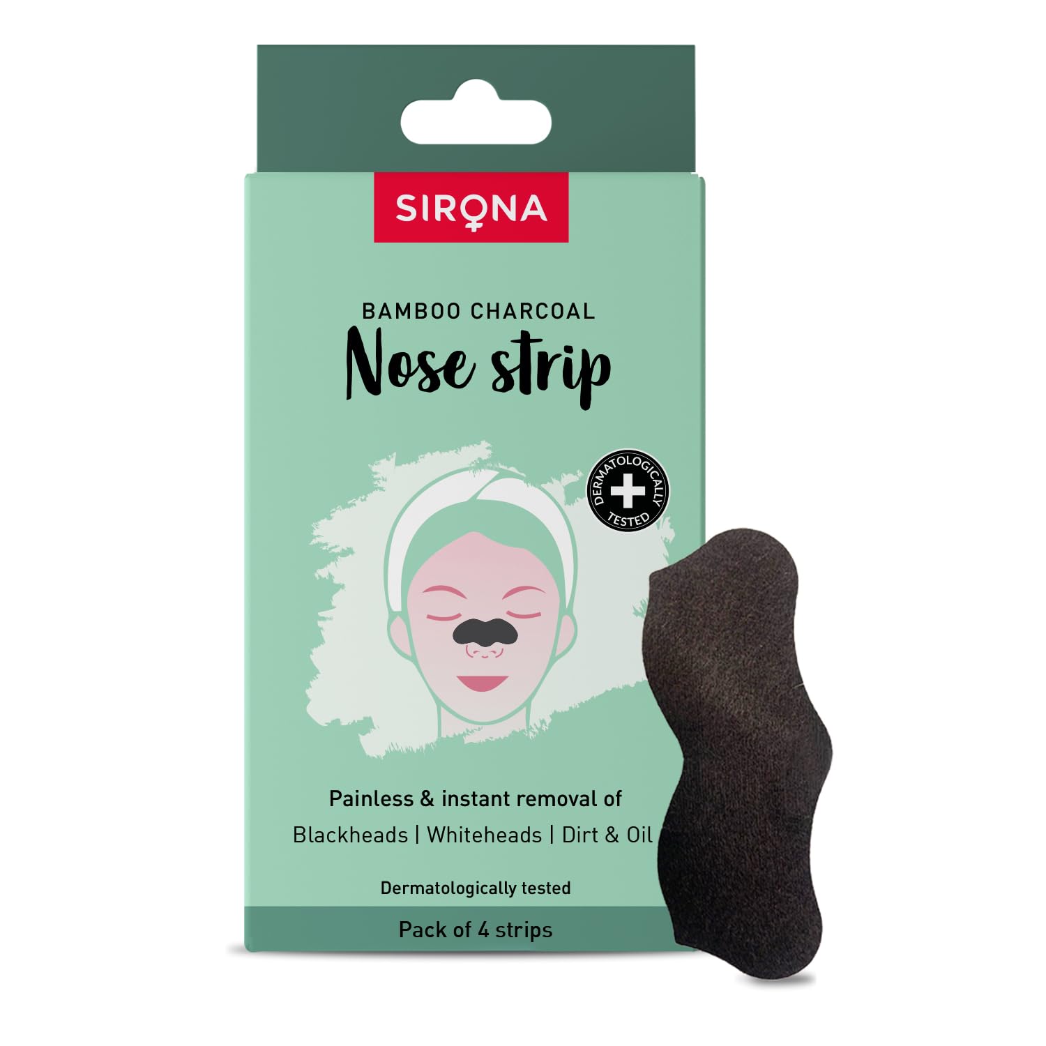 Sirona Blackhead Remover Bamboo Charcoal Nose Strips for Women – Pack of 4 | Painless & Instant Removal of Whiteheads, Blackheads, Pore Cleanser, Dirt & Oil