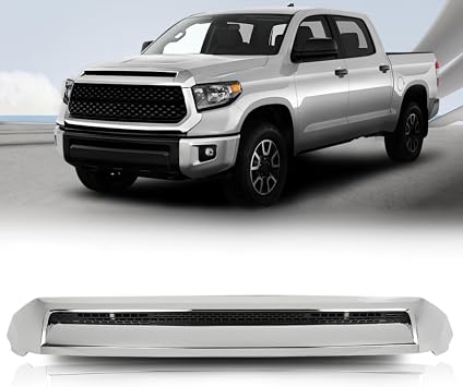 GRAND ORANGE Front Upper Hood Bulge Molding Grille Trim Chrome Compatible with Toyota Tundra 2014-2021 TO1231102, 761800C030 Hood Scoop Trim Bulge Silver