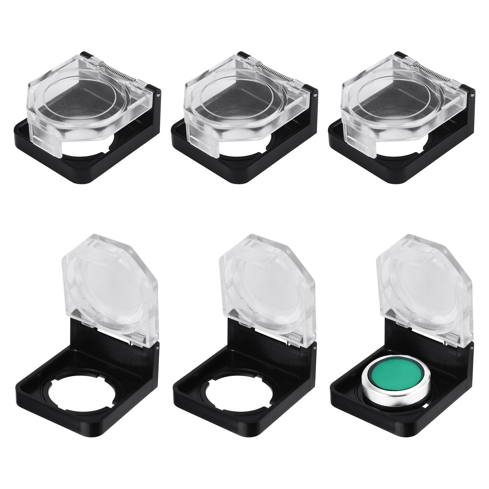 UFURMATE Button Switch Cover Guard 6Pcs Clear Plastic Push Button Switch Protectors Dustproof Emergency Stop Knob Switch Cover Guard for 22mm Power Push Button (Round Hole, Transparent)