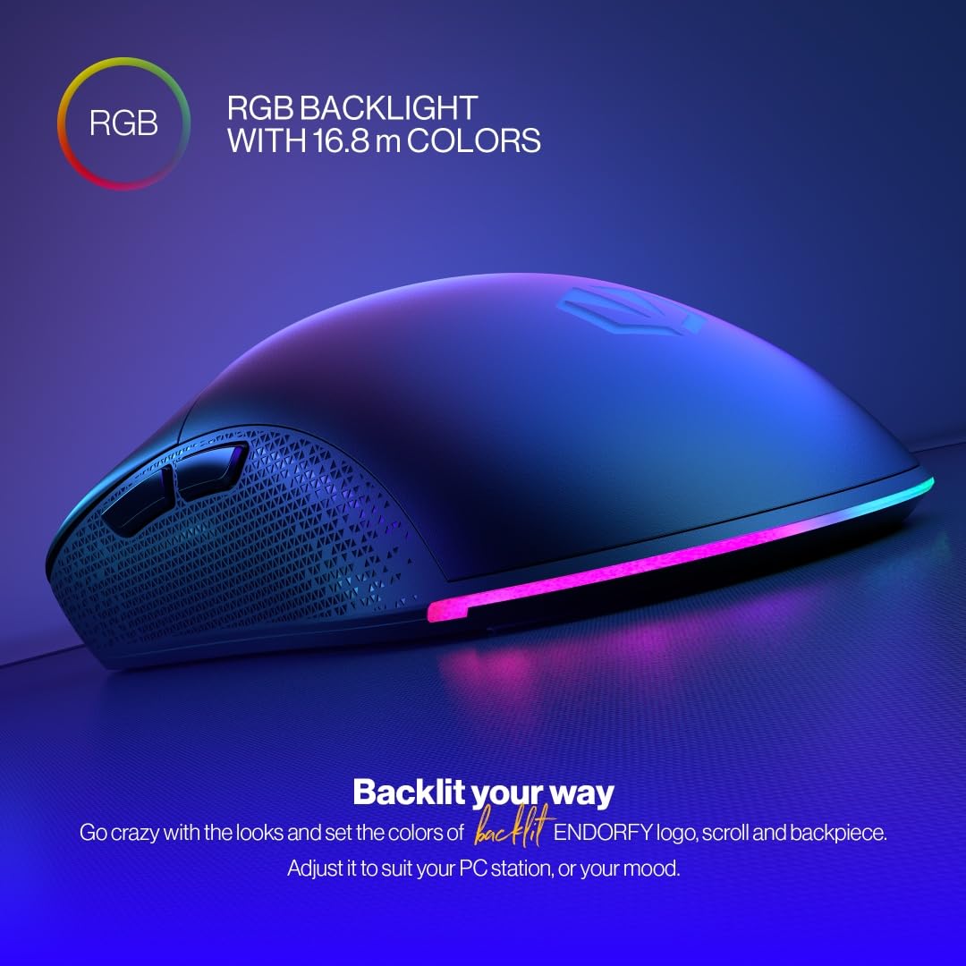ENDORFY Gem Plus Wireless, Mouse da Gaming Wireless Ultraleggero, sensore Top di Gamma PixArt PAW3395, 26 000 DPI, Resistenti Switch Kailh GM 8.0, EY6A013