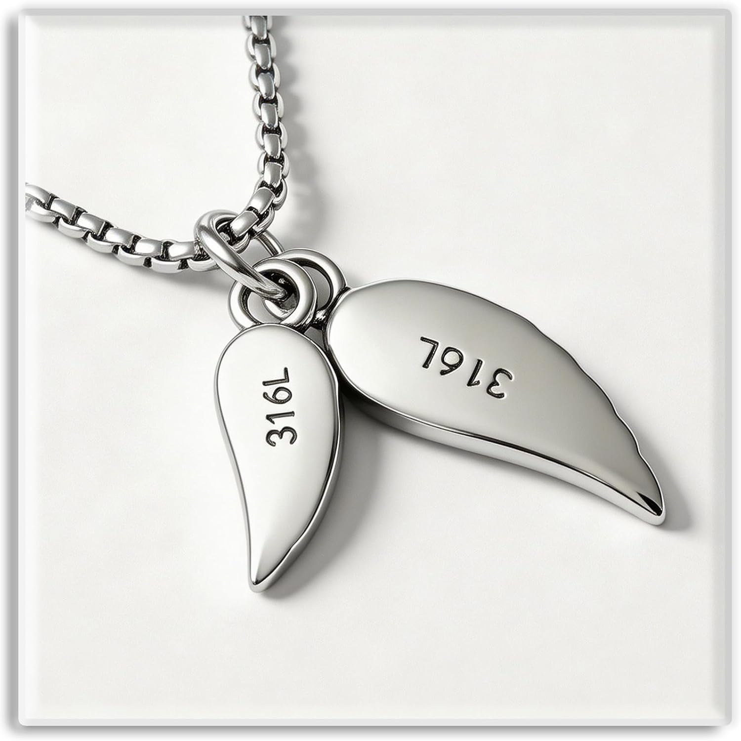 Xusamss Punk Jewelry Titanium Steel Angel Wings Pendant Necklace