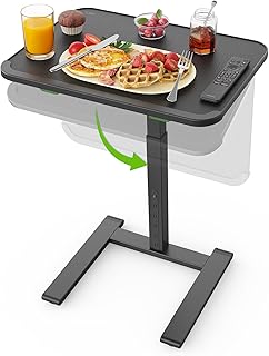 SAIJI Sturdy TV Tray Table with Wheels, Heavy Duty Metal TV Trays for Eating