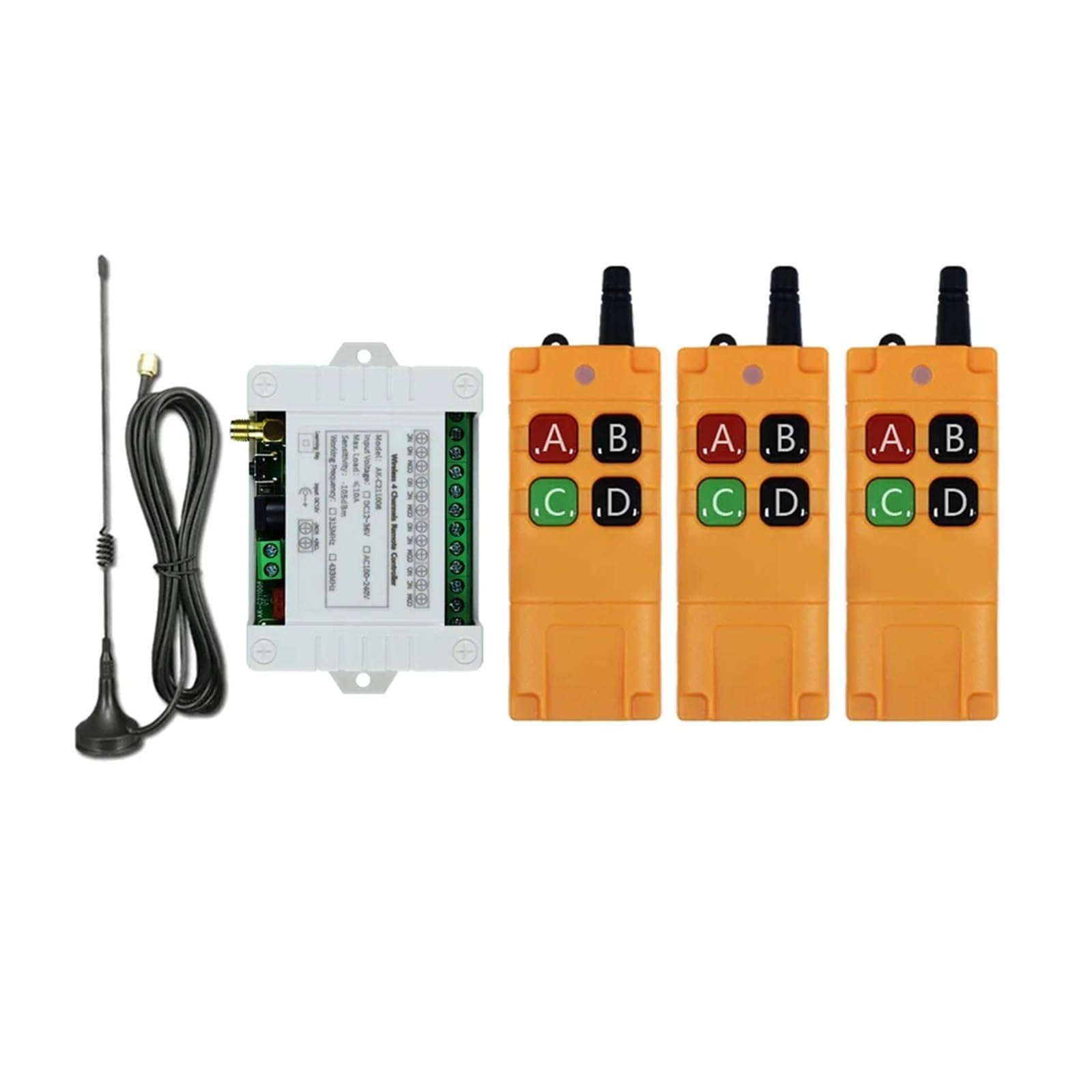 Mando a distancia inalámbrico, Receptor de Radio con interruptor de Control remoto inalámbrico DC 12/24/36 4CH con antena con ventosas de Control remoto de larga distancia de 2000M(C211008 GK06TX-3)