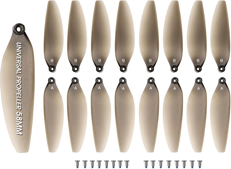 Universal 58mm/2.28In Drone Propellers for E88、E25、K911、S115、S119、A17、S132、F167、X28、X26、L106 Models - Replacement Drone Accessories with Stable and Low-Noise Operation 16-Pack (Gray)