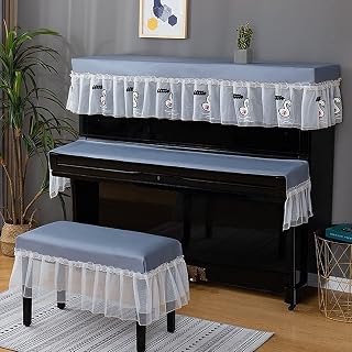 Piano cover,Piano Cover Cloth,dust Cover,Piano Piano Cover for Standard Upright Piano, Piano Cute Lace Keyboard Cover Stool Cover Dust-Proof Cover (Color : Mermaid, Size : Single 58 * 38cm) (Swan Si (