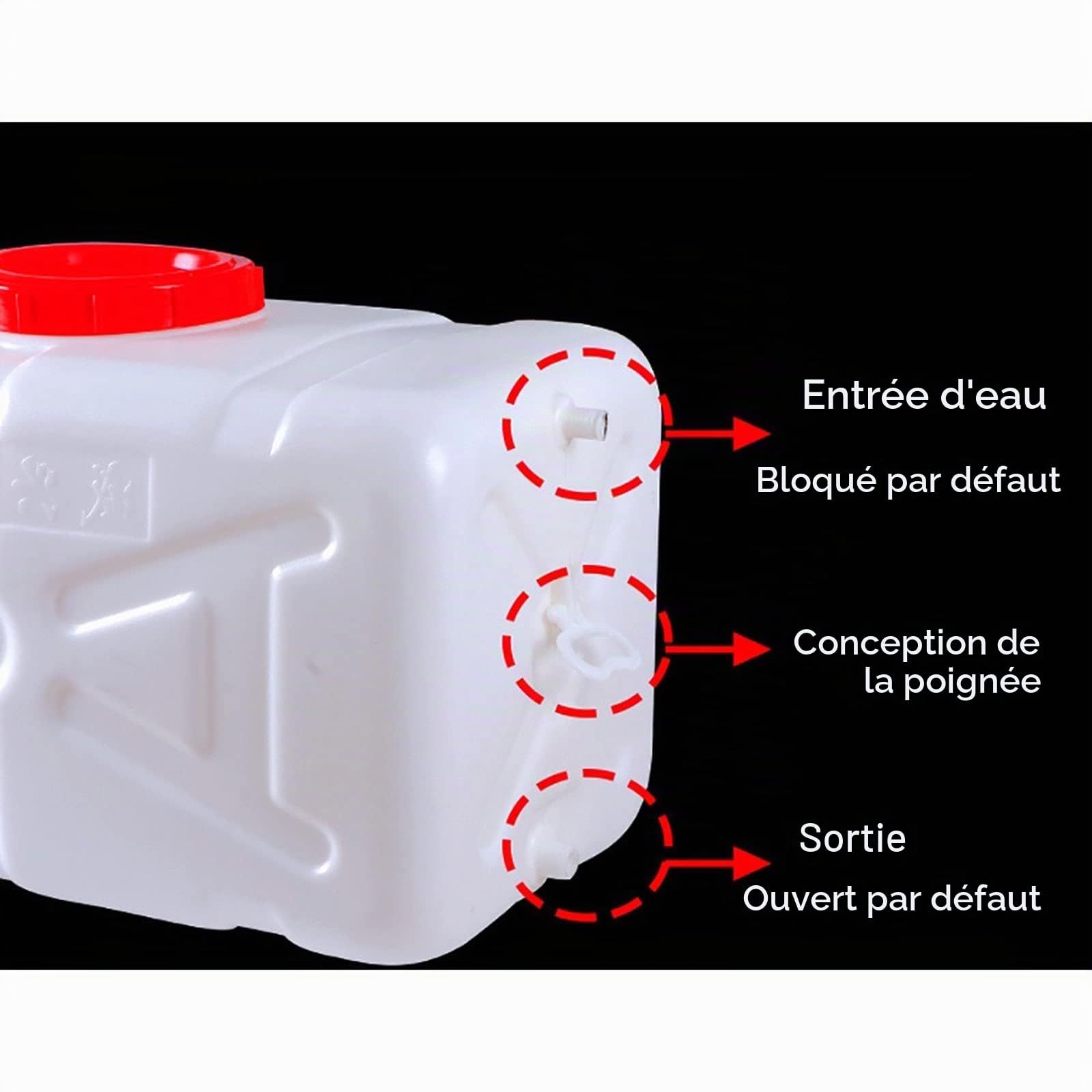 Reservoir eau Conteneur d'eau avec robinet 100l Seau d'eau portable Conteneur d'eau d'urgence Conteneur de stockage de collecte d'eau de pluie Utilisation en caravane, camping-car ou campin(Size:110L)