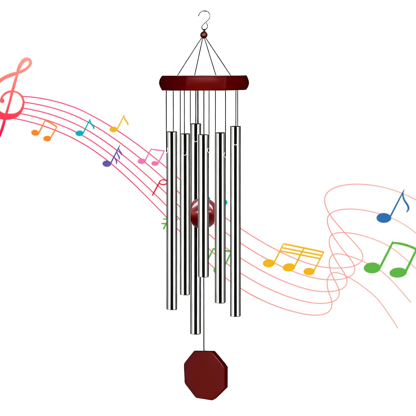 Outdooroctagon Wind Chimes, 27.5inch Aluminum Tubes Wind Chimes, Classic Retro Decor Windchimes for Garden, Home, Yard, Indoor and Outdoor Decor