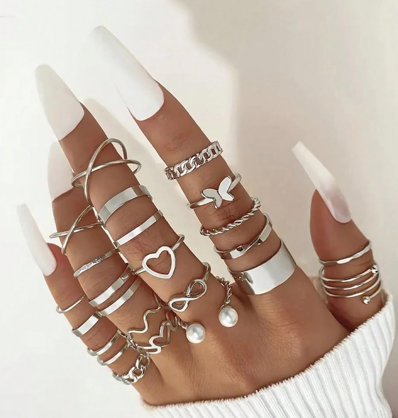 YouBella Fashion Jewellery Celebrity Inspired Combo of Latest Stylish Stackable Kunckle Rings Set for Women and Girls (Silver) 2