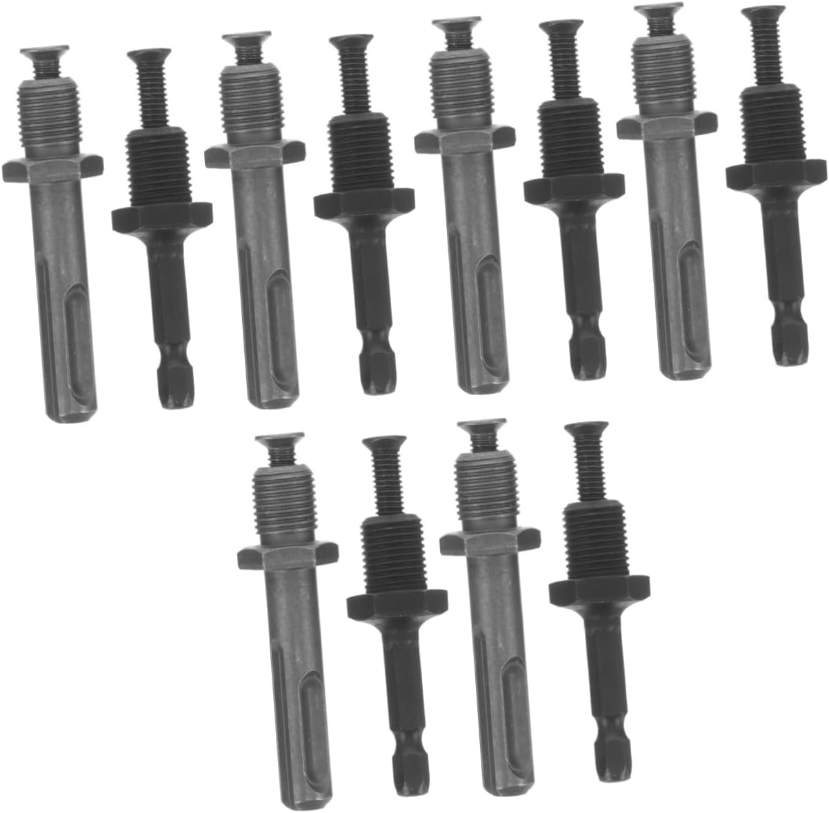 jojofuny 12pcs Drill Chuck Adapter High-carbon Steel Impact Driver Extension Rod Compatible Tools Efficient Socket Converter for Drilling Tasks