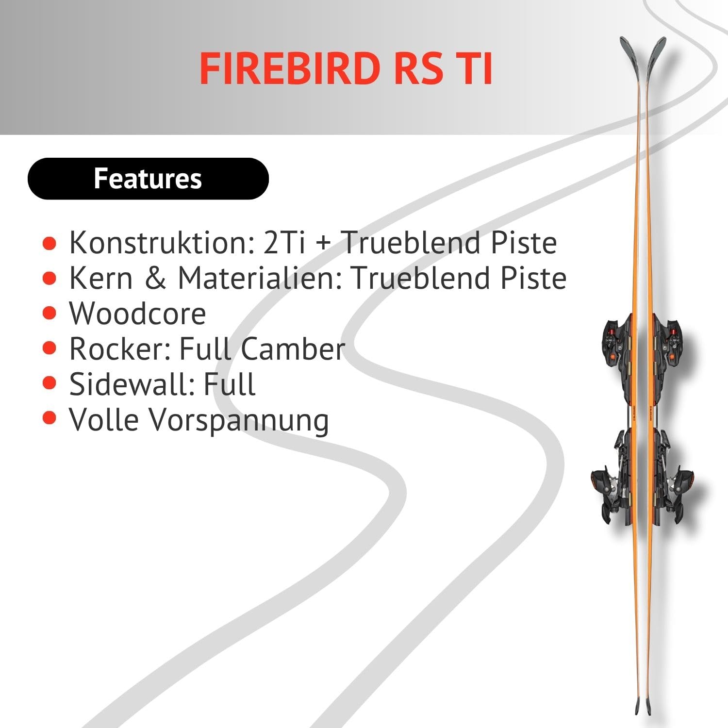 Blizzard Firebird RS Ti Skis alpiste ski alpin Full Camber avec fixation Xcell 12 Demo Z4-12 pour les conducteurs et les experts très sportifs Slalom Racecarver pour pistes préparées