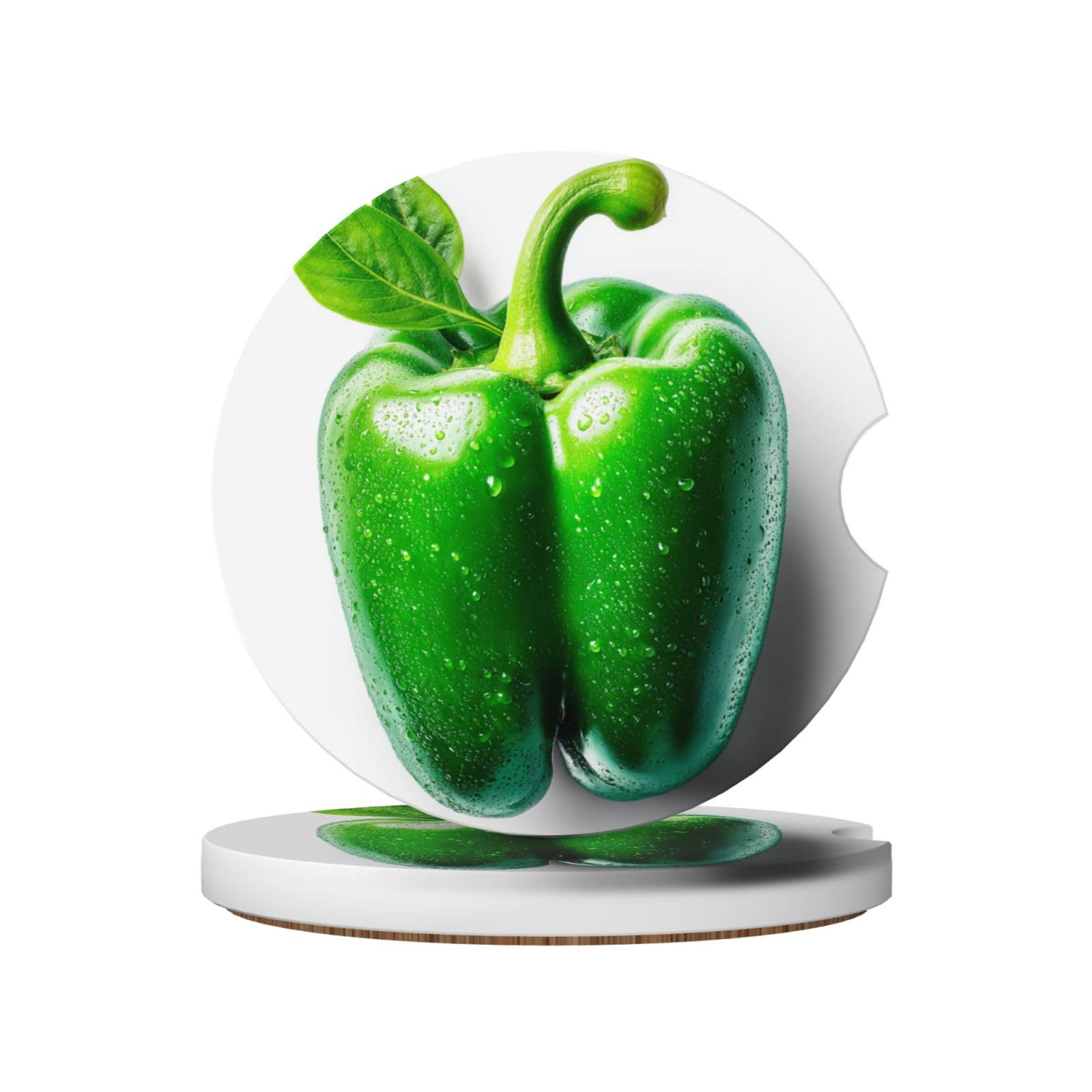 Green Paprica Ceramic Coasters,2pcs