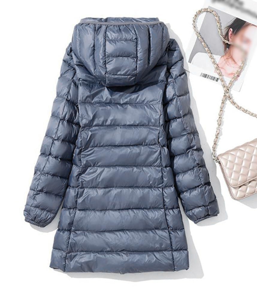 ORANDESIGNE Piumino Leggero Donna con Cappuccio Puffer Jacket Leggeri Giacca Cappotto Lungo Giubbino Down Jacket Piumino Leggero Caldo Giacche Trapuntato Slim Piumini Invernale