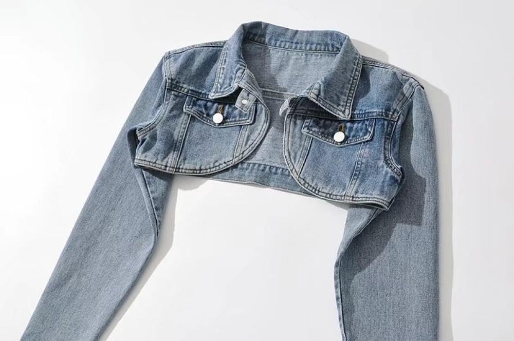 Cazadora Vaquera Mujer,Chaqueta Vaquera Recortada Para Mujer, Bolero Desgastado, Encogimiento De Hombros, Tops Cortos A Medida, Camionero, Prendas De Vestir, Botón Corto, Abrigo Vaquero, Cárdigan, C