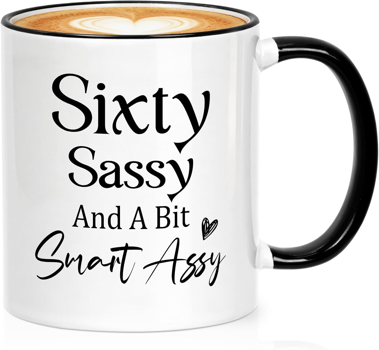 Cabtnca 60th Birthday Gifts for Women, Sixty Sassy And A Bit Smart Assy Coffee Mug 11oz, 60 Year Old Birthday Gifts for Woman Mom Grandma Wife Friends, 1966 Birthday Gag Gift