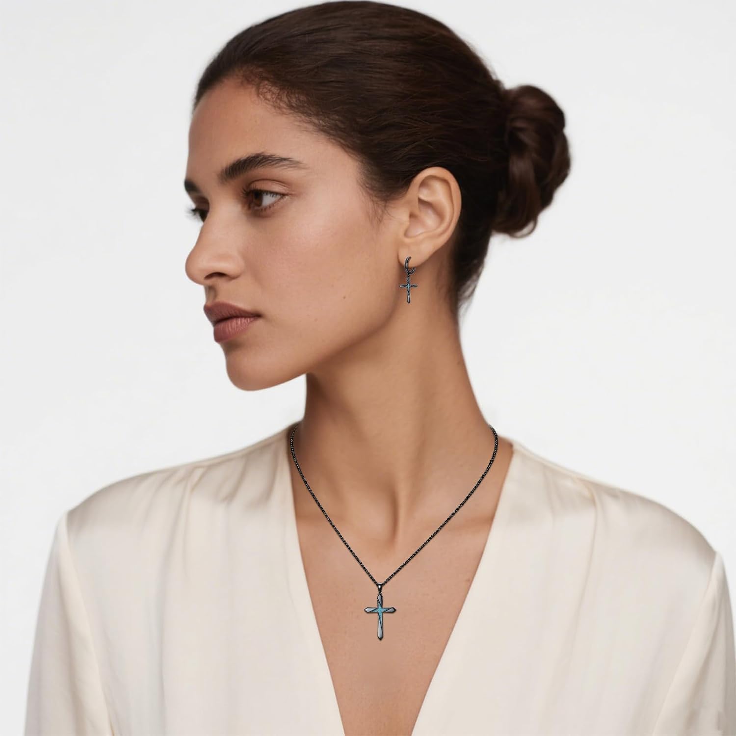 Black Dangle Drop Earrings 925 Sterling Silver Turquoise Earrings Jewelry Gifts for Women Men - Image 4