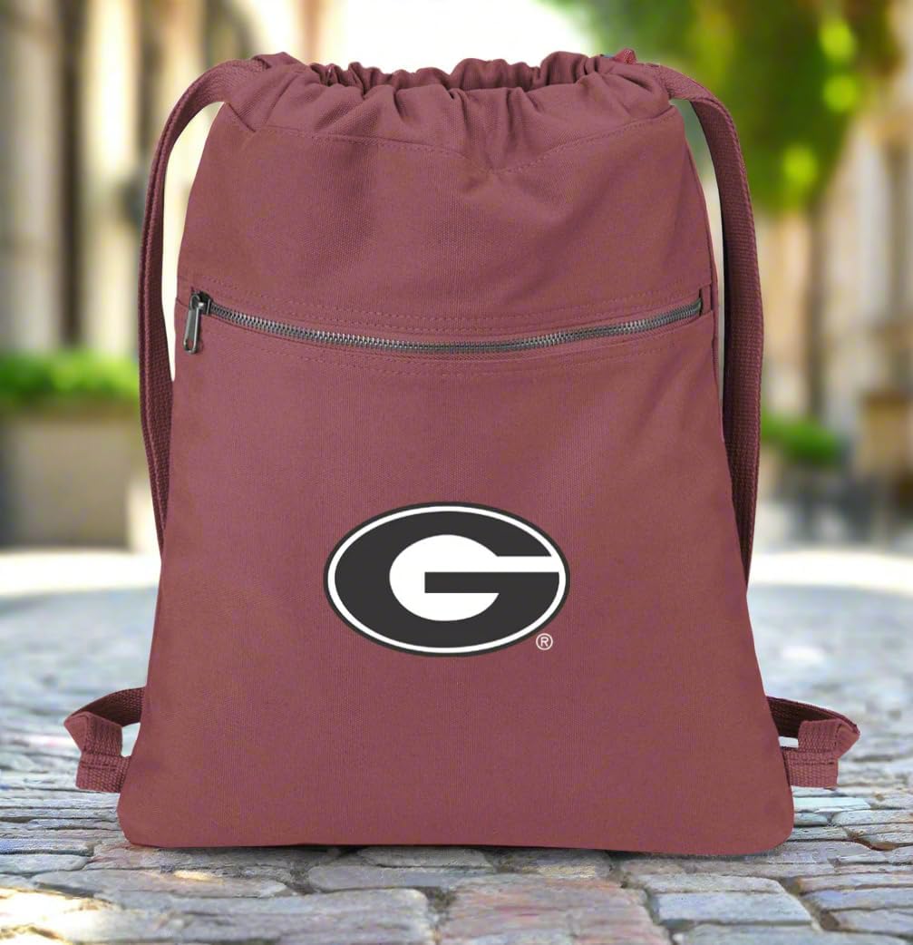 Broad Bay Georgia Bulldogs Drawstring Backpack CANVAS University of Georgia Cinch Pack