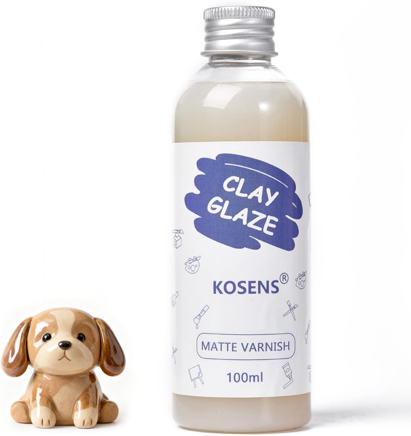 Air Dry Clay Glaze,Clay Varnish for Air Drying Clay，Increase the Glossiness of Pottery and Prevent Scratches and Cracking on Craft Ceramics，Waterproof (Matte-100ml)