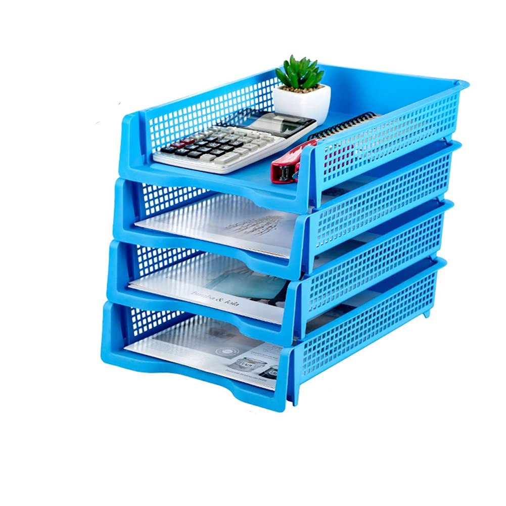 TOMYEUS Porte-fichiers Dossier Organisateur Plastique MultiLouche Empilable A4 Dépôt de classement Bureau Bureau Bureau Neat File Rack Papeterie Panier de Stockage, Cinq Couleurs Rangement de Bureau