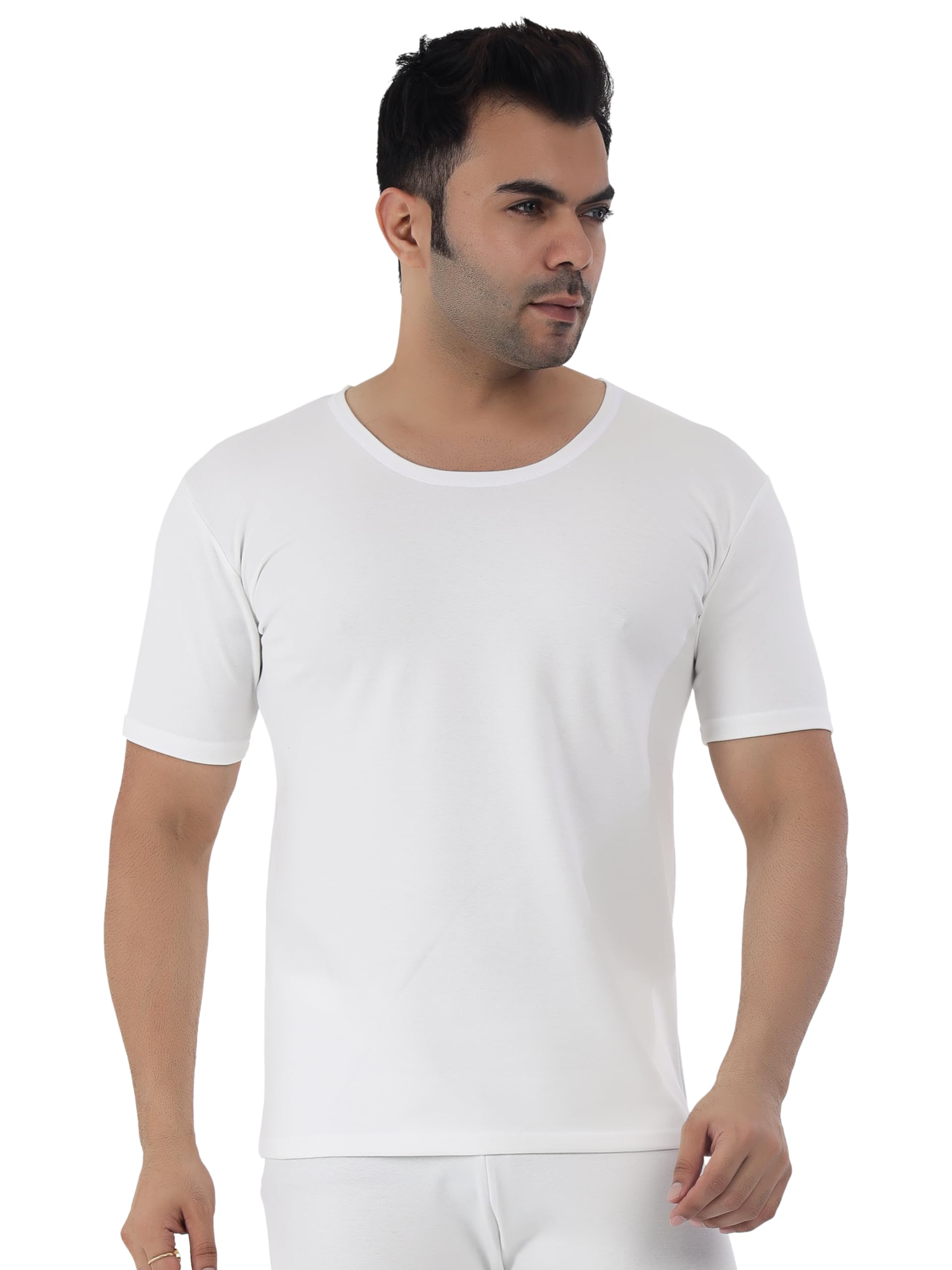 selfcare Men Polycotton Lycra Solid Thermal Half Sleeve Round Neck Top| (Pack of 1)-picture-27