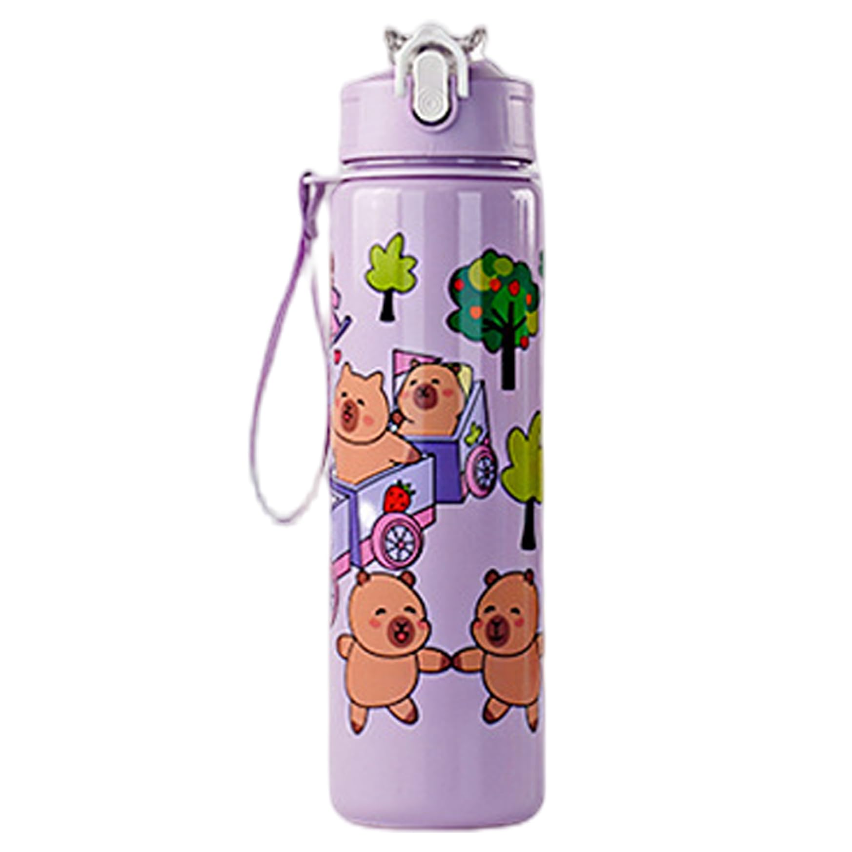 Xoeryoy Capybara Water Bottle, 700ml Kawaii Water Bottle with Straw, Leakproof Drinking Cups with Handle for Women Sports Camping Picnic Hiking Travel