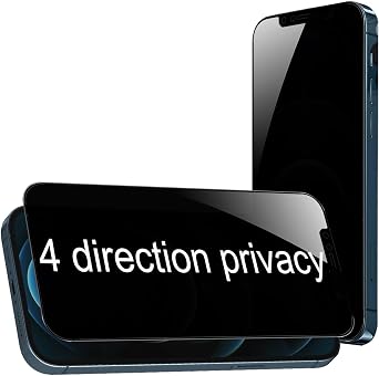 2 Pack 360 Degree Privacy Tempered Glass Suit for iPhone 12 Pro Max Anti-Spy 4 Directions Screen Protector Film 4 Sides Anti-Peeping 9H Hardness Anti-scratch 6.7 inch