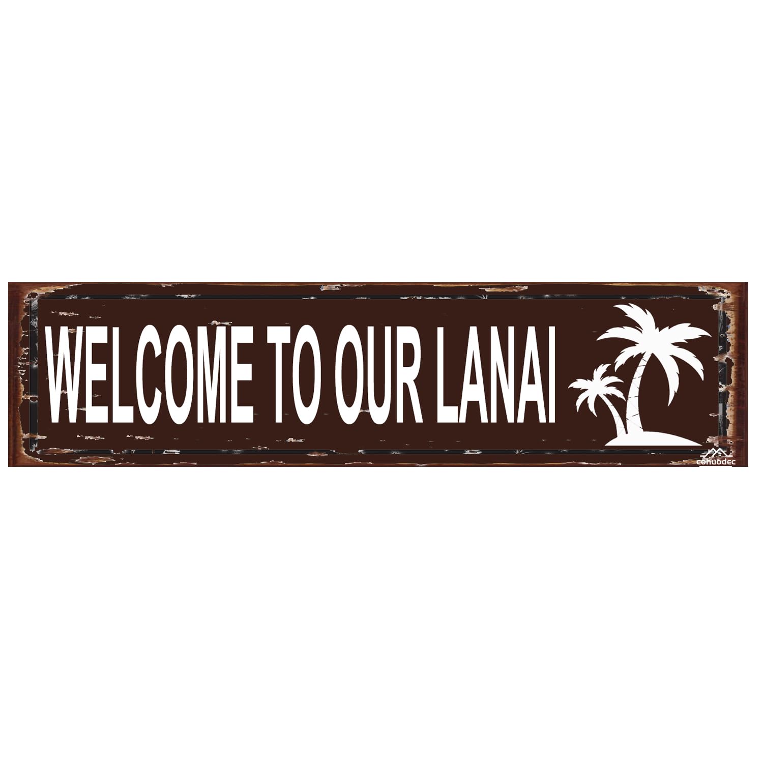 Welcome to Our Lanai Rustic Metal Sign 4x16 Inch - Sunset Summer Backyard Outdoor Decor