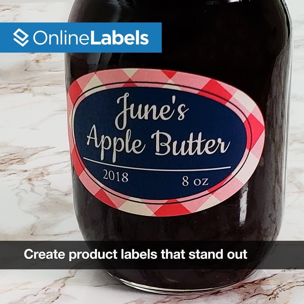 3.33 x 2 Oval Labels - Permanent, White Matte - Print-to-Edge - Soap, Product Labels - Pack of 2,000 Labels, 250 Sheets - Inkjet/Laser Printers - Online Labels