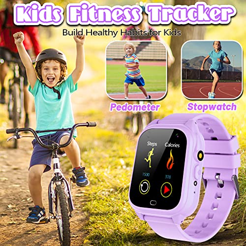 Waterproof Smart Watch for Kids 3-12 Years Boys Girls Learning Toys with 26 Puzzle Games Pedometer Camera Video Recording Music Player Alarm Timer HD Touchscreen Toddler Watch Birthday Gift - Thumbnail 6
