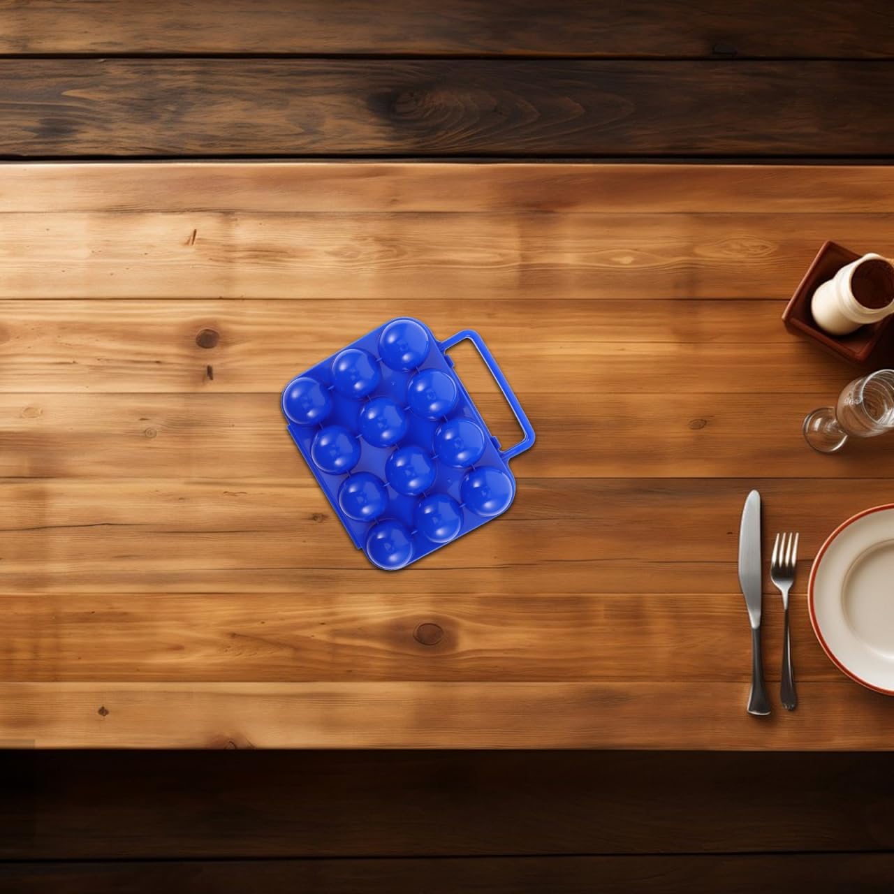 Portable Egg Carrier, Blue, Plastic, 6 Grid Egg Storage Box with Handle, Foldable Design, 150