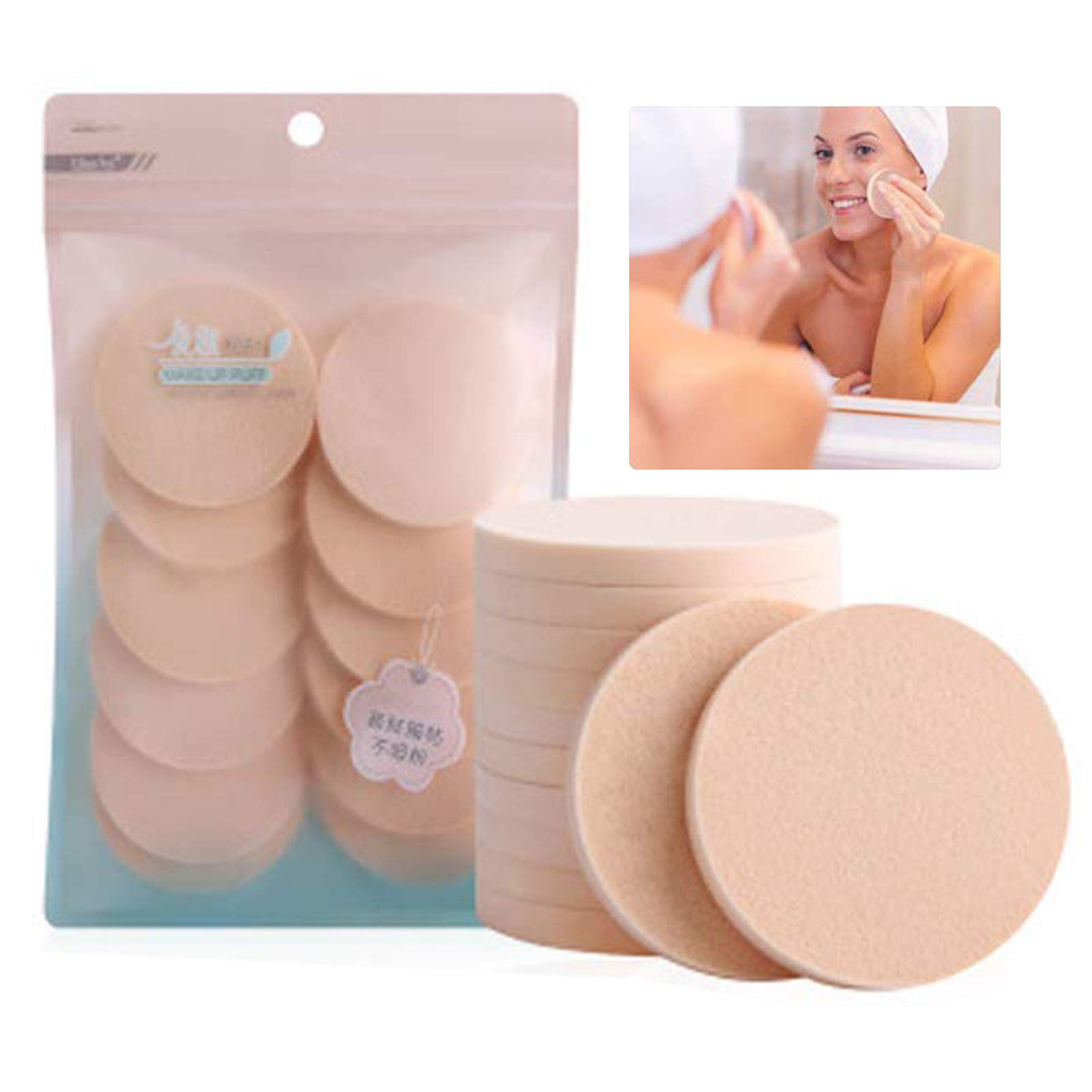 24pcs Make-up Sponges Round Shape Powder Puff, Portable Cosmetic Puff Makeup Foundation Sponge Latex Sponges for Liquid Foundation, Creams, and Powders, Dry and Wet Dual-Use Round, Unisex