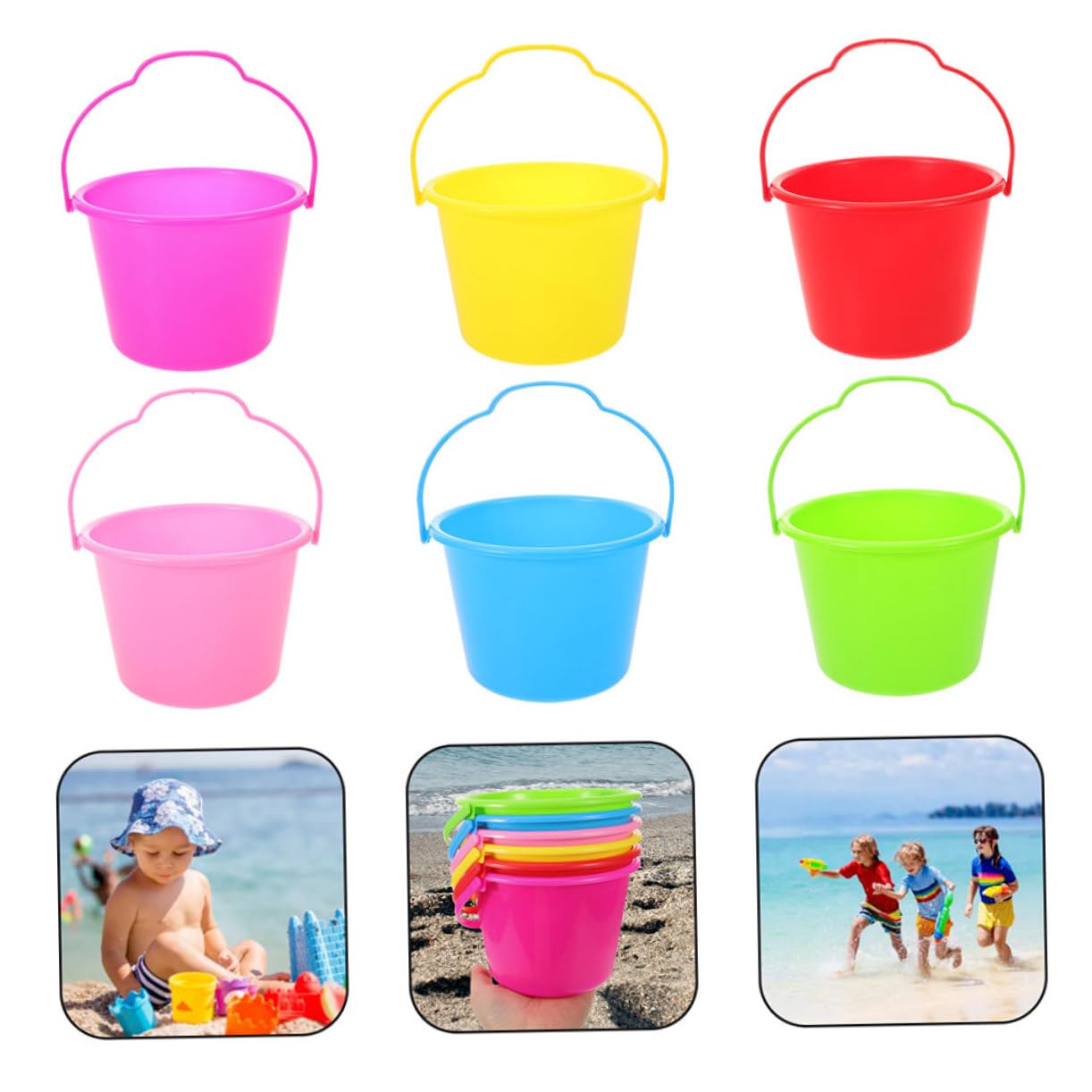 12 pezzi Secchielli Spiaggia per Mini Secchielli Mare Colorati per Gioco Sicuro e Creativo in Spiaggia Giardino o Casa Bulk per Asilo e Feste
