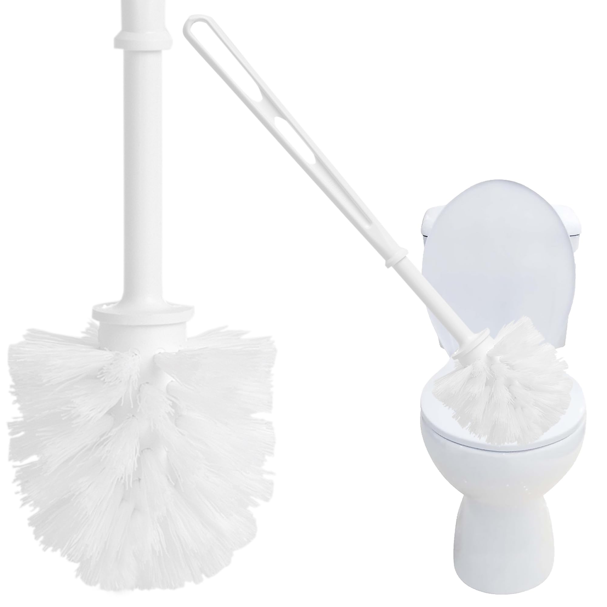 Replacement Toilet Brush White With Strong Plastic Handle & Deep Cleaner Bristles Loo Brush (1)