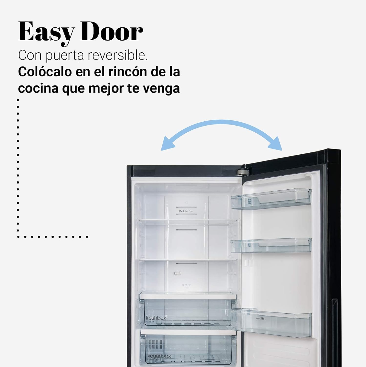 UNIVERSALBLUE Frigorifero Combi 185 cm - Vetro Nero | Sistema No Frost | Congelatore | Silenzioso | Capacità totale 320 L | Spedizione + Carica + Rimozione Gratuita [Classe di efficienza energetica A+]