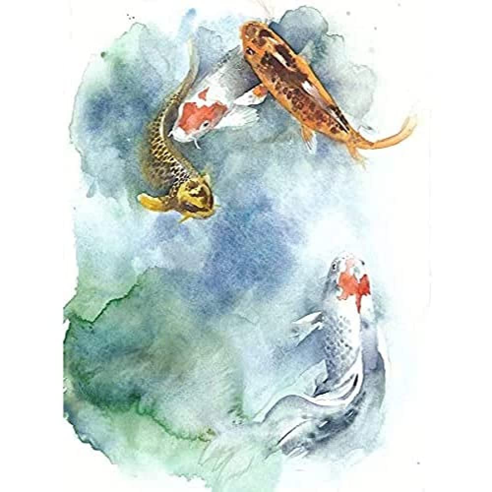 Japanese Koi Fish Pond Unframed Art Print Poster Wall Decor 12x16 inch