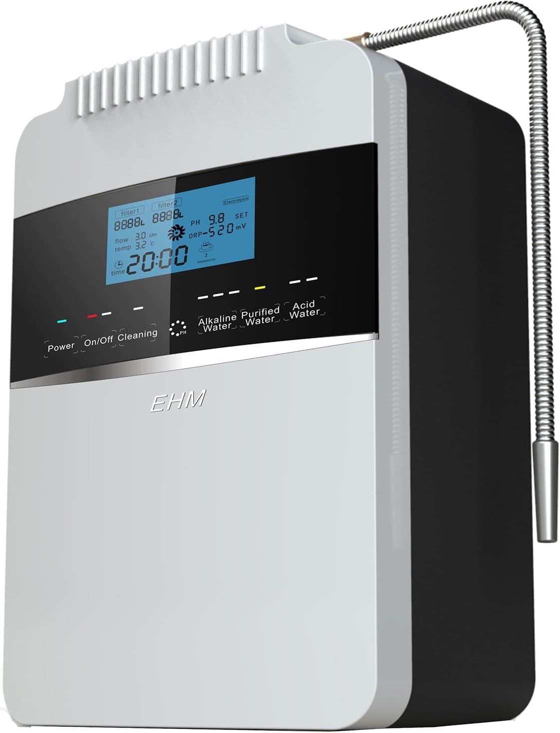 Smart Water Electrolyzer-850mv Orp,Water Purifier Ph 2.5-11.2 Alkaline Acid Water Machine,10000 Liters per Filter,7 Water Settings,Auto Clean,Smart Voice,220V