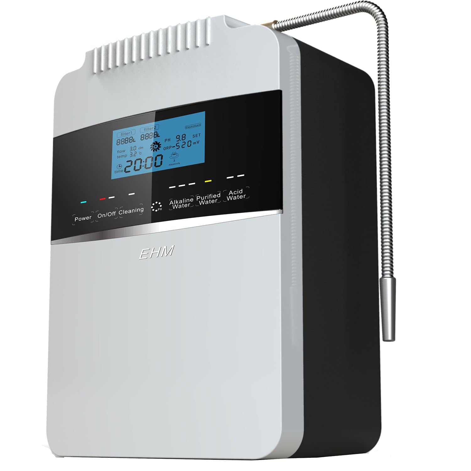 Electrolizador Alcalino,Purificador Agua Hidrógeno ácido Alcalino Ph 2.5-11.2,Hasta -850mv Orp,7 Configuraciones Agua,Limpieza Automática,Voz Inteligente,110V