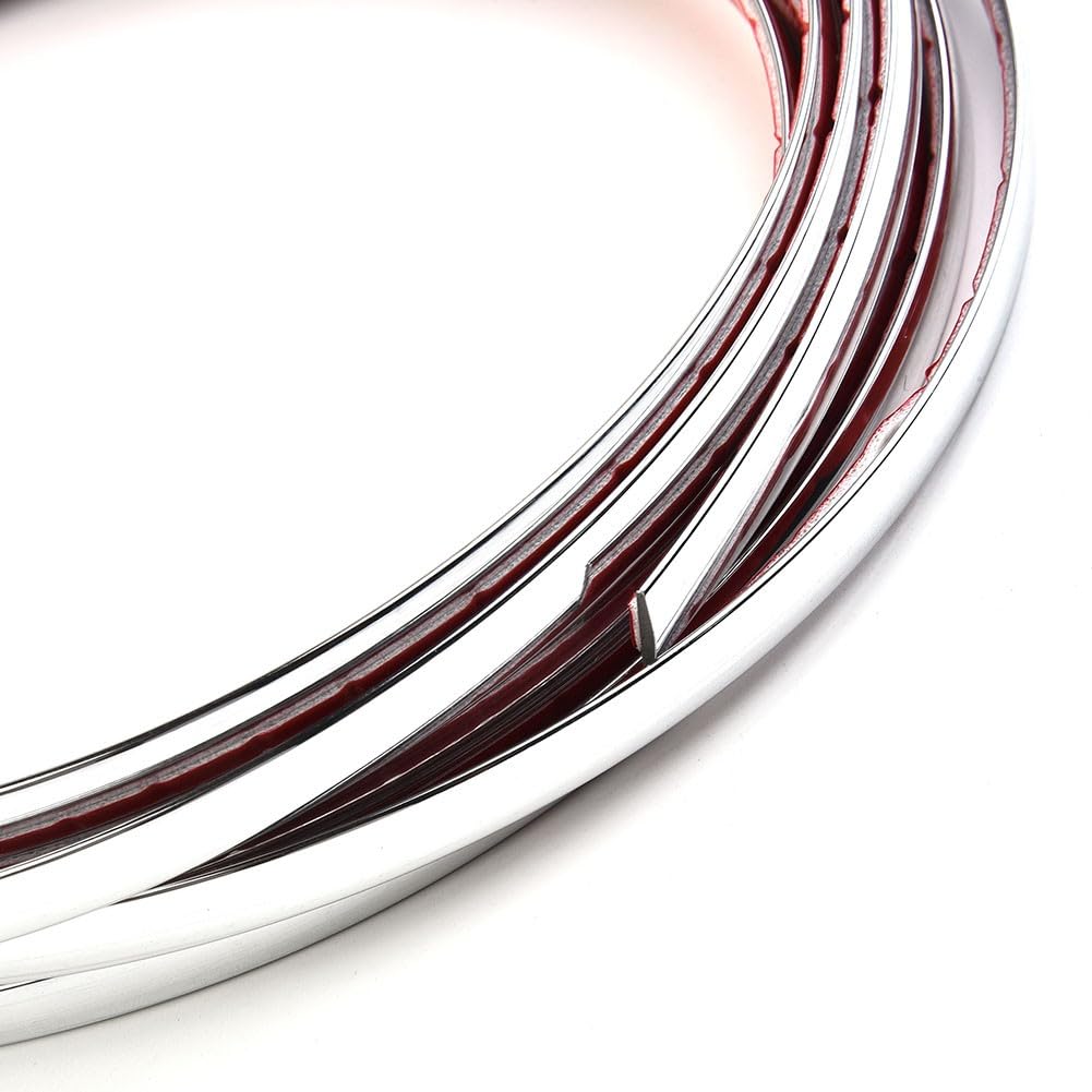 Striscia cromata per auto, 8 mm di larghezza x 5 m di lunghezza, in morbido PVC, per modanatura laterale della portiera, decorazione paraurti e protezione antigraffio, argento