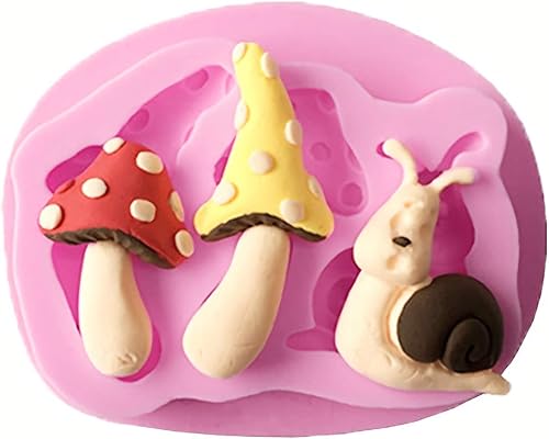 Miniatura 3 de HengKe 2 moldes de silicona de grado alimenticio para tartas de hongos, caracoles, moldes de silicona flexible, fondant, dulces, glaseado,