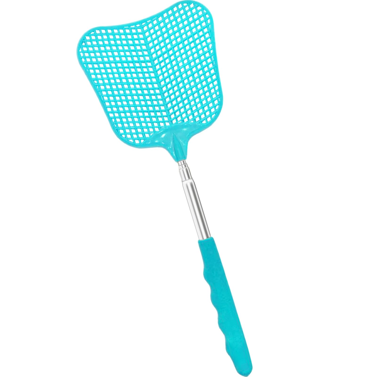 MYSTICHOME Fly Swatter 1 PCS, Durable Heavy Duty Plastic Fly Swatters, Stainless Steel Telescopic FlySwatter for Indoors/Outdoor/Kitchen/Garden (Blue)