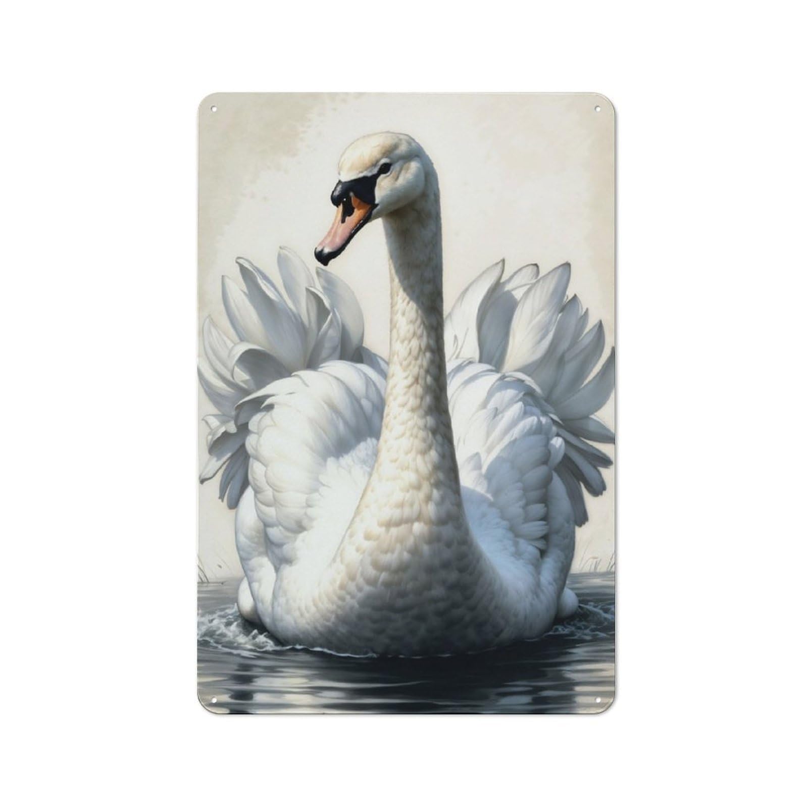 Junmoney Serene Swan Metal Wall Sign With Design 30X20cm, Weathered Look Workshop Wall Decor For Garage, Hobby Room, Office Or Man Cave