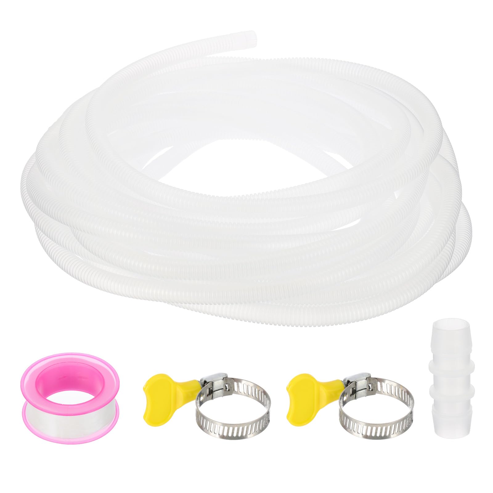 PATIKIL Desagüe Manguera Kit, 15m Drenaje Manguera para Aire Acondicionado Universal con Cinta Adhesiva 2pcs Abrazaderas para Reemplazo Mini Split Bomba Extensión, Transparente