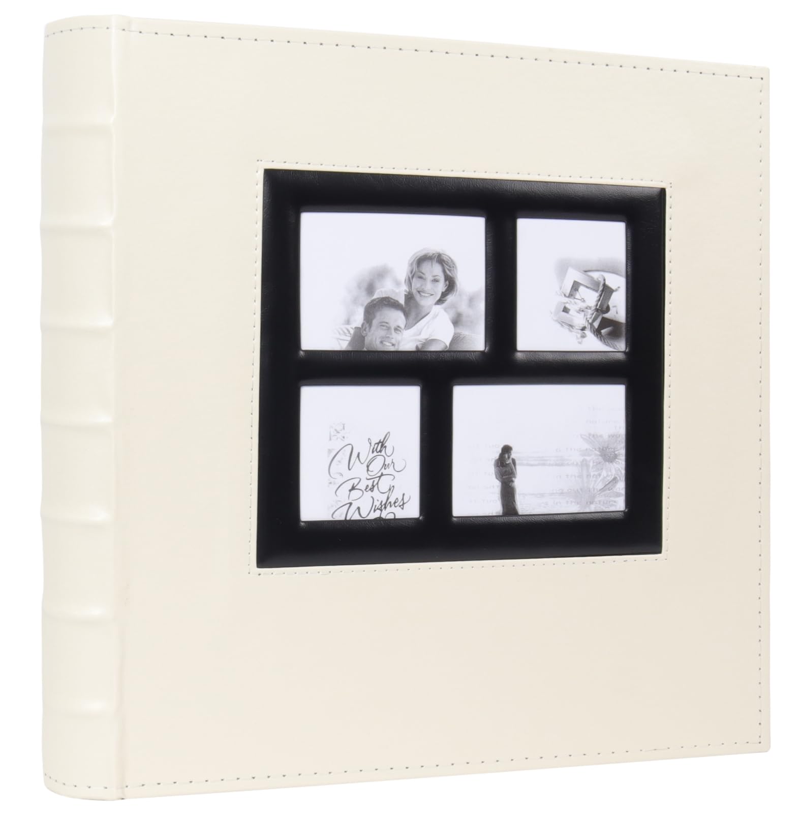 RECUTMS Photo Album 4x6 500 Pockets Photos, Leather Cover Large Picture Albums Holds 500 Horizontal and Vertical Photos for Wedding Family Baby (Beige)